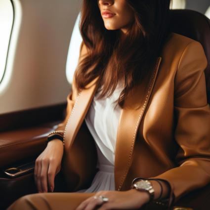 Overcoming Fear of Flying: Businesswoman in Private Jet Overcoming Fear of Flying: Businesswoman in Private Jet